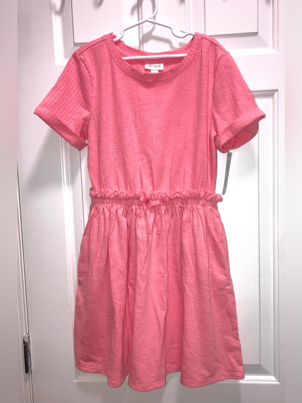 Cat & Jack bright pink short sleeve dress Size Large (10/12) new